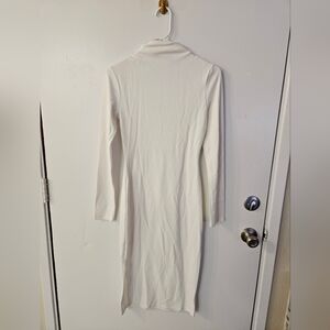 Heart Hips High Neck White Long Sleeve Dress